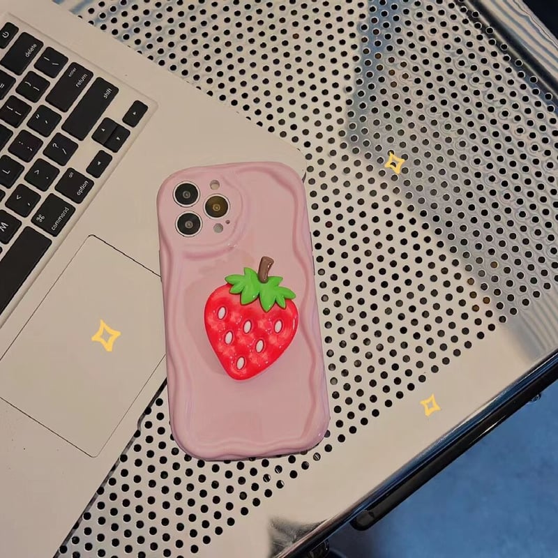 果物スマホグリップ スタンド イチゴ/スイカ/ブドウ/パイナップル