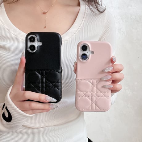カード収納 iPhone16pro/16promaaxケース キルティング レザー iPhone15pro/14/13promaxカバー 耐久性ある エレガント [M5032]