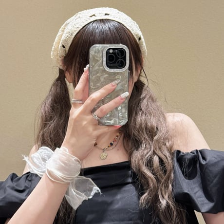 ジュエリー iPhone15promax/15proカバー 波紋 キラキラ iPhone14promax/13pro/12ケース お揃い 高級感 [M4288]