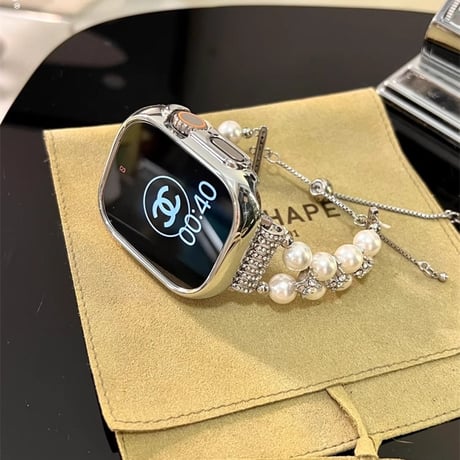 パール アップルウォッチバンド キラキラ Ultra2/1/SE(第2/1世代)/Series9/8/7/6/5/4/3/2/1 AppleWatchベルト 女子力高い[M4603]
