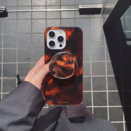 琥珀色 iPhone16/16Proケース MagSafe対応 グリップ アイフォン15プロ/14/13proカバー 美しい  秋冬に大人気 シック 多機能 [M4742]