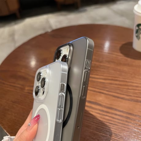 マグセーフ対応 iPhone14/14proケース マット 指紋付かない アイフォン13/12proカバー  シンプル 半透明  お揃い[M3231]