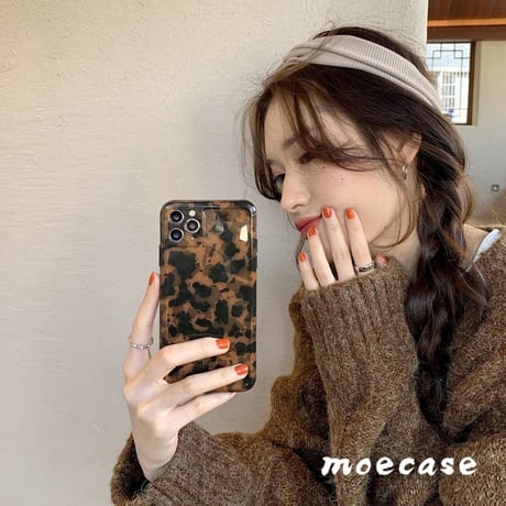 琥珀色 ヒョウ柄iphone12mini/proケース ツヤ有り豹柄アイフォン11プロ/SE2カバー シンプル風 ガールズ 6.1インチケースM170