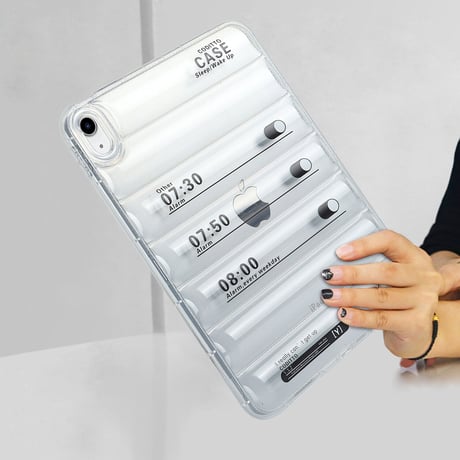 アラーム iPad Air5ケース クリア ダウンジャケットiPad 10.9/10.2/9.7保護ケース シンプル風 耐衝撃加工 軽量頑丈[M3159]