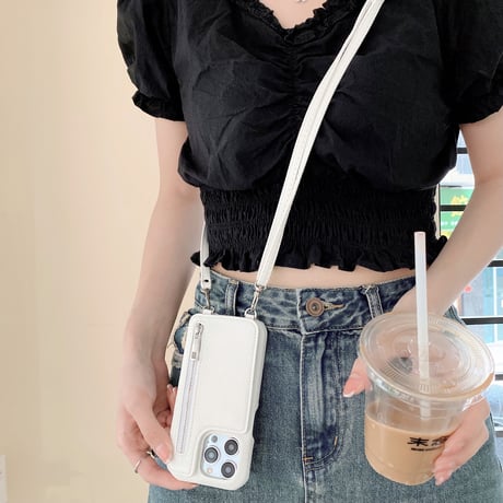 小銭/カード入れ iPhone15/14proカバー 鏡/ストラップ付アイフォン13/12/11proケース レザー 高品質 ガールズに人気 プレゼントおすすめ[M3151]