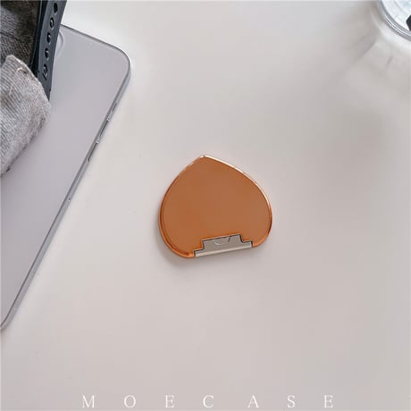 ハート型ミラースタンド 高級感金属 卓上スタンド 艶あり 粘着タイプ かわいい いい ギフトにおすすめ[M2772]