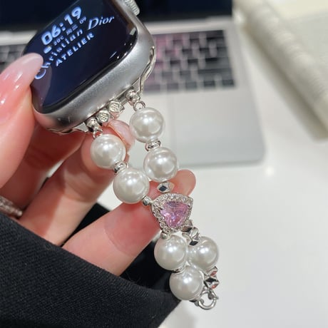 パール Applewatchベルト 高品質 Ultra2/1/SE(第2/1世代)/Series9/8/7/6/5/4/3/2/1アップルウォッチバンド 女子力高い[M5256]