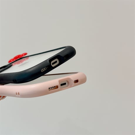 猫の耳 iPhone15/15proケース リボンデコ iphone14promax/13pro/12カバー 可愛い 黄ばまない[M4301]