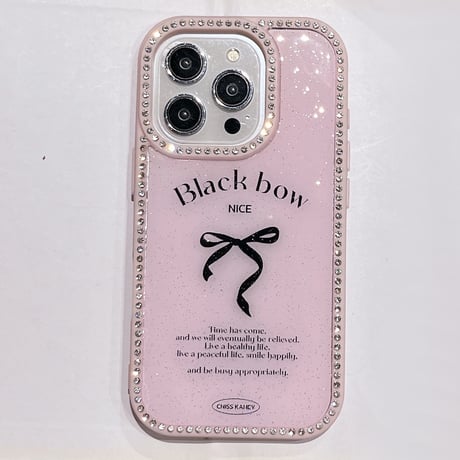 ジュエリー iPhone16/16proケース リボン柄 iPhone15Pro/14/13proカバー 可愛い キラキラ 女子力アップ [M4988]
