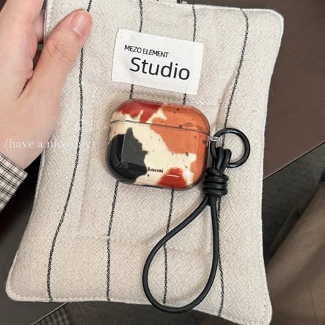ぼかし Airpods 4ケース レトロファッション AirpodsPro2/Pro1 Airpods3/2カバー ストラップとリング付き 大人可愛い [M4830]