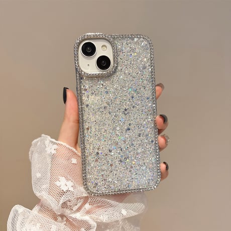 高級感 iPhone16pro/16カバー ダイヤデコライン ラメ入り iPhone15promax/14/13/12ケース 女子に人気[M5391]
