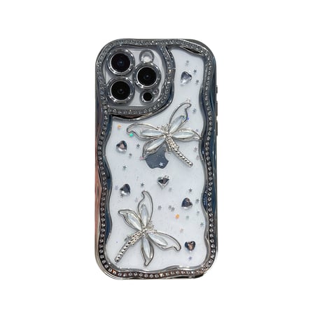 トンボ iPhone16pro/16カバー ダイヤ iPhone15pro/14promax/13ケース ジュエリーデコ 上品 大人可愛い [M5331]