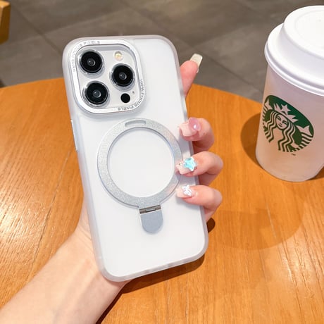 高品質MagSafe スタンドiPhone15/15Proケース 指紋防止 iPhone14Pro/13/12Proカバー 高機能 シンプル 高級感 [M3820]