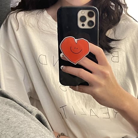 笑顔のグリップ付アイフォン13/12promaxケース  艶カラー iphoneXS/11promaxカバー  落下防止 可愛いM1393