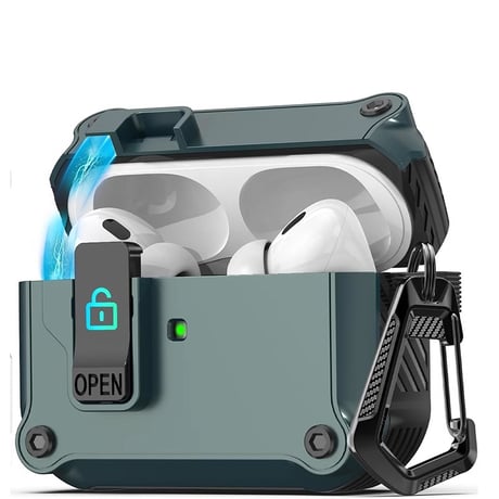 耐衝撃 Airpods 4ケース ロッククリップ付 AirpodsPro2/第3世代ケース カッコイイ カラビナ付 ワイヤレス充電 丈夫 耐久性 [M4792]