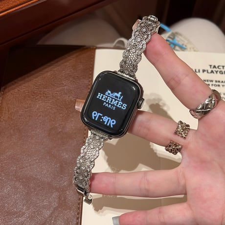 レーストリムデザイン アップルウォッチバンド ブレスレット風  AppleWatch Series11/10/9/8 SE3/2 40/41/42mm 高級感高品質 [M6309]