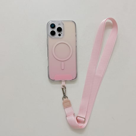 ショルダーストラップ付 iPhone16pro/16promaxケース Magsafe対応 グラデーションカラー iPhone15Pro/14/13カバー クリア [M4947]