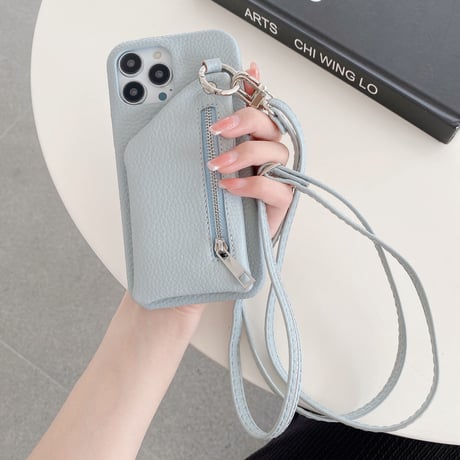 小銭入れ付 iPhone14/15proケース 革 ストラップ付 iPhone13mini/12/11カバー 高品質 12色 小銭/カード/口紅/お札など収納可[M3199]