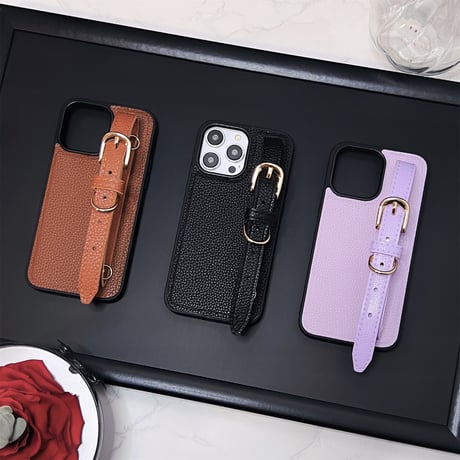 iPhone15/15proケース レザー ベルト付き シック iphone14/12/13カバー ファッション 便利[M3511]