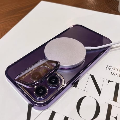 カメラカバー付 Magsafe iPhone15/15proケース スタンド機能 iPhone14Pro/13/12カバー  画質に影響しない 黄ばまない 高透明[M3683]