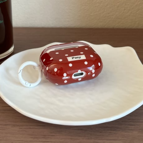 レッド Airpods Pro3ケース 水玉模様 Airpods 4/3カバーケース AirpodsPro2/1 リング付き 女子力高い [M6140]