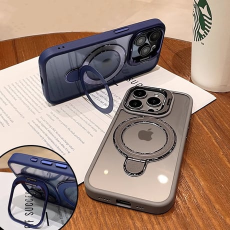 高機能高級感 iPhone17pro/16promaxケース MagSafeリングスタンドiphone15/14promax/13/12proカバー 耐衝撃 黄ばまない[M4058]