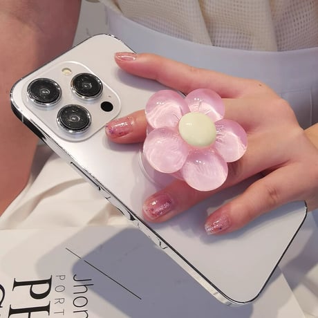花スマホグリップ かわいい キラキラ 艶ありグリップトーク  伸び縮み式 落下防止 卓上スタンド機能 女子力UP ギフトにおすすめ[M3271]