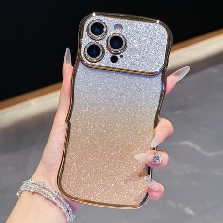 うねうね iPhone17/17Proケース キラキラレンズフイルム付 ラメ iPhone17ProMax/Air/16ケース きれい 落下防止[M5809]