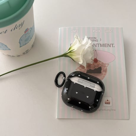 ハート柄 Airpods 4ケース リボンキーホルダーとリング付 Airpods3/Pro2ケース airpodsproカバー 可愛い 女子力高い[M5093]