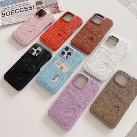 ICカード入れ2個 iPhone14/15proケース レザー高級感アイフォン13/12proカバー 男女向け 高品質 ギフトにおすすめ[M2901]