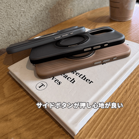 滑り止め/指紋防止 iPhone16/16proケース MagSafeリング スタンド 薄型軽量 iPhone15pro/14promax 半透明 高級感 [M4696]