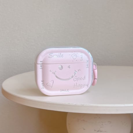 にこちゃん Airpods Pro3ケース シェル柄 Airpods 4/3カバーケース AirpodsPro2/1  ピンクカラー リング付き [M6216]