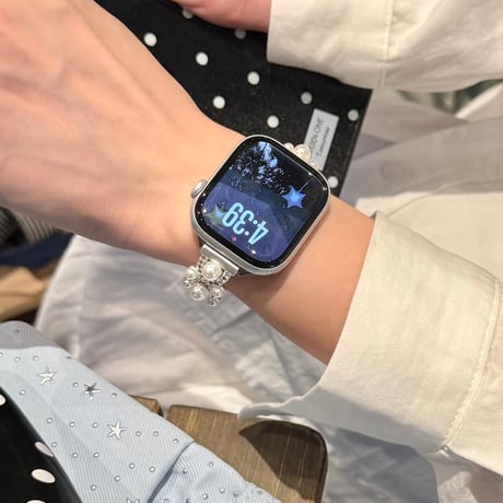 パール  AppleWatchバンド エレガント AppleWatchベルト Series 11/10/9/8 SE3/2  Ultra3/2/1 高級感高品質  美しい[M6239]