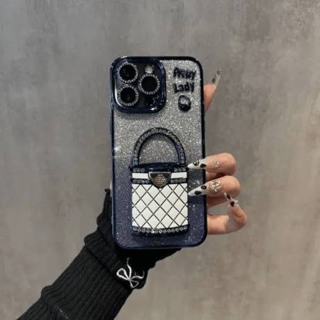 メイク鏡 iPhone16/16Proケース  バック型スタンド iPhone15Pro/14/13Proカバー 綺麗キラキラ 多機能 レンズカバー[M4673]