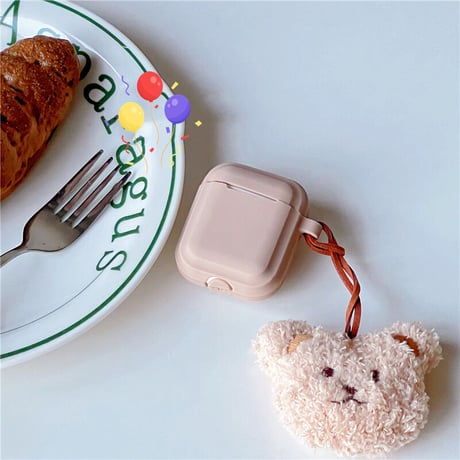 クマちゃんストラップ AirPods4/Pro2ケース シリコン製  airpods3/2カバー 防塵カバー付き  お揃い ギフトにおすすめ[M2528]