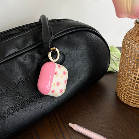 韓国風 Airpods4ケース 花柄 Airpods3/Pro2ケース airpodspro2カバー  キーチェーン付 ギフトにおすすめ[M5365]