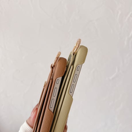 交通カード収納 iPhone15/15Proケース ショルダーストラップ付 iPhone14/13/12Proケース ベルト付き レザー 高機能高品質 [M3844]