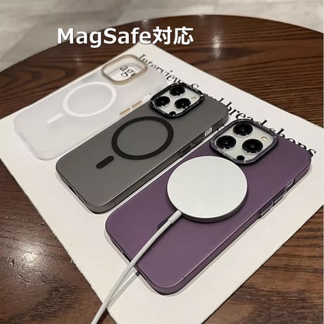 MagSafe対応 iPhone15Pro/15ProMaxケース 指紋防止 半透明 マット アイフォン14pro/13proカバー 耐衝撃 高級感 [M3531]