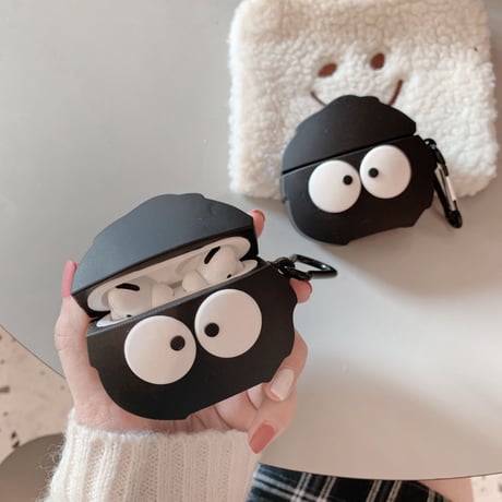 可愛いキャラクター airpodsケース  顔airpodsproカバー  リング付き 頑丈便利M353