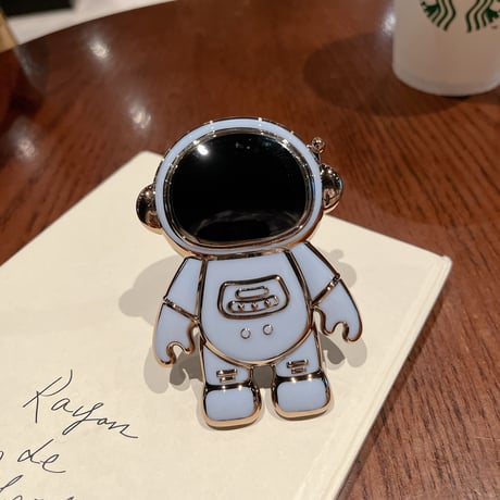 メッキ宇宙飛行士 スマホグリップ   可愛い グリップトーク  スマホリング  落下防止 卓上スタンド機能 可愛い  便利多機能 艶あり[M2121]