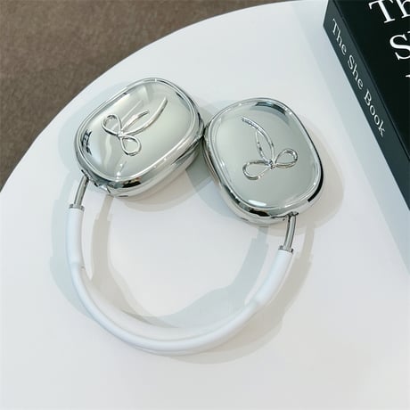 リボン AirPodsMaxケース 艶あり メッキ エアーポッズ マックス専用カバー シック 可愛い ギフトにおすすめ[M4552]