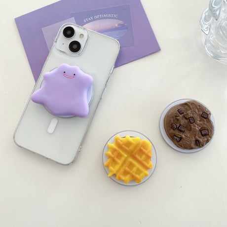 食べ物スマホグリップ マグセーフ式 折り畳み式グリップトーク 卓上スタンド機能付き 耐久性あり プレゼントにおすすめ[M3681]