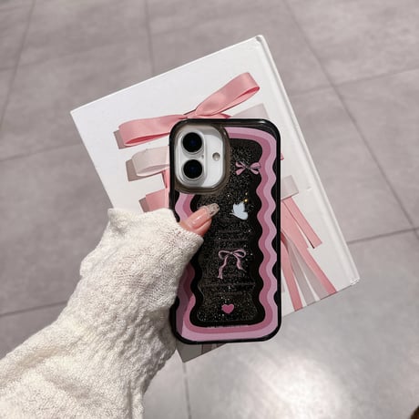 動くグリッター iPhone16pro/16ケース リボン うねうね iPhone15/14pro/13promaxカバー 女子力高い  [M5112]