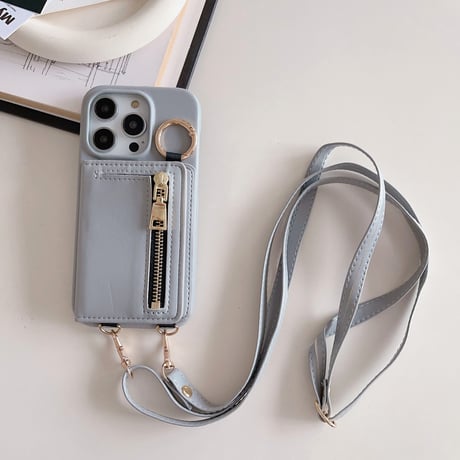 iPhone15/15proケース カード収納/小銭入れ  レザー アイフォン14/13/12ケース ストラップ 高品質 多機能[M3536]