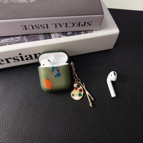 落書き Airpods 4ケース 指紋防止 マット Airpods3/Pro2ケース airpodsproカバー 可愛いキーチェーン付 男女兼用 [M5336]