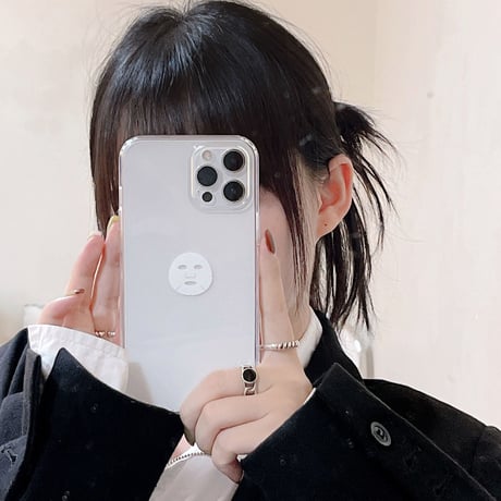シートパックマスク柄 iPhone16/15pro/14/13promaxケース 透明 iphone12mini/11proカバー   超可愛い SNS人気M1114