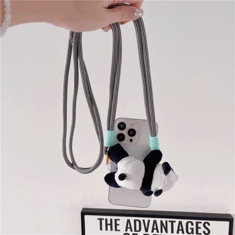 Pandaショルダーストラップ 肩掛け紐  落下防止 かわいい 全機種対応 取り付け簡単 ギフトにおすすめ[M3723]
