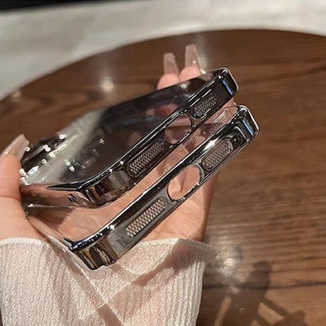 ナチュラル/ブルーチタニウム iPhone15Pro/15ProMaxケース  黄ばまない メッキ高品質 軽量 頑丈 耐久性 iPhone14/13proハードケース[M3544]
