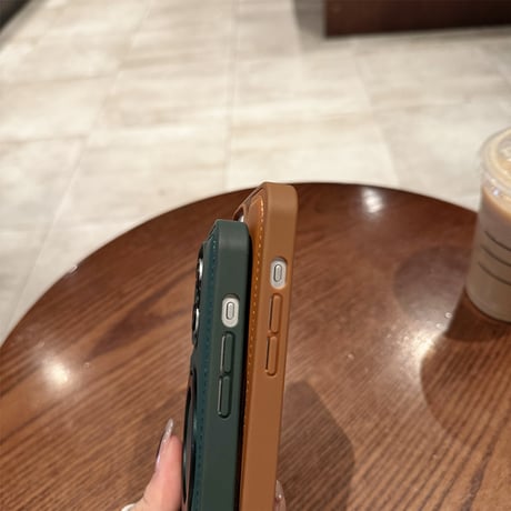 レザー MsgSafeリング iPhone15Pro/15ProMaxケース スタンド 耐衝撃 iPhone14Pro/13/12カバー 多機能便利[M3868]