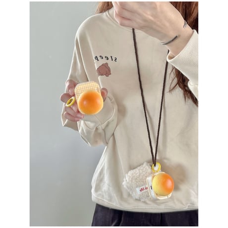 パン AirPodsPro/第3代ケース かわいい ストレス解消  airpodsPro2/Pro1保護カバー イエロー ギフトにおすすめ[M3690]